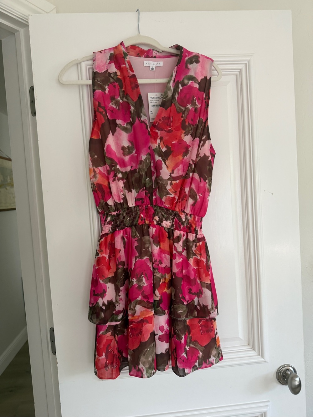 Socialite Pink and Red Floral Print Dress